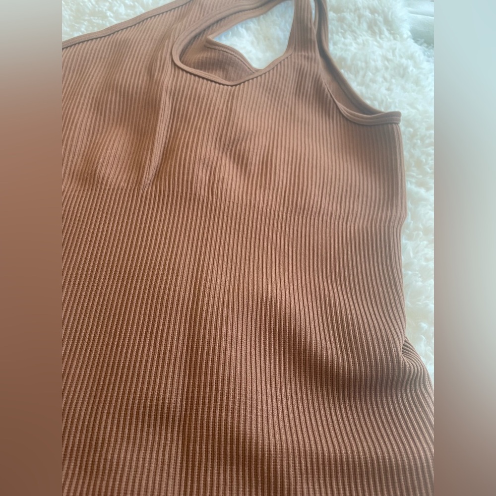 Amazon Brown Ribbed One Shoulder Bodysuit Size Medium - Picture 3 of 4